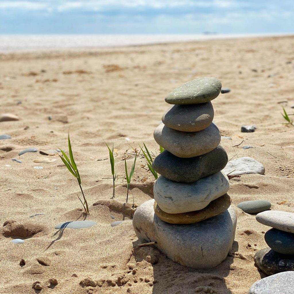 Pebbles on beach at Spurn Point in East Riding of Yorkshire.